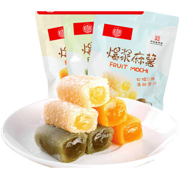 北京稻香村爆浆麻薯210g*3袋抹茶椰丝芒果夹心特产零食小吃糕点麻糍 【组合】椰丝牛奶味210g+芒果味2