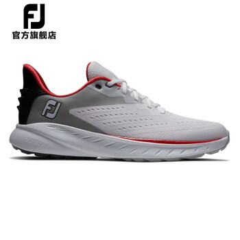 FootJoy高尔夫球鞋FJ男士Flex XP运动轻量舒适透气防滑缓震golf无钉鞋子 白/黑/红56277 8=42码