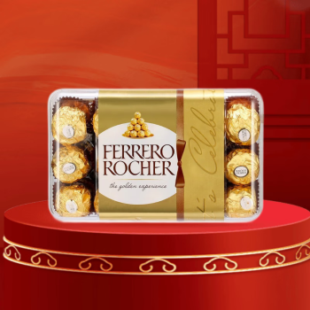 費列羅（FERRERO）榛果威化糖果牛奶巧克力30粒禮盒裝新年年貨生日禮物進口零食375g