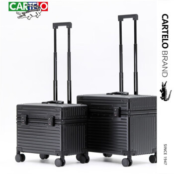 卡帝乐鳄鱼（CARTELO）全铝镁合金防震摄影箱横版机长箱18金属行李箱22英寸直角拉杆箱子 黑色 18寸