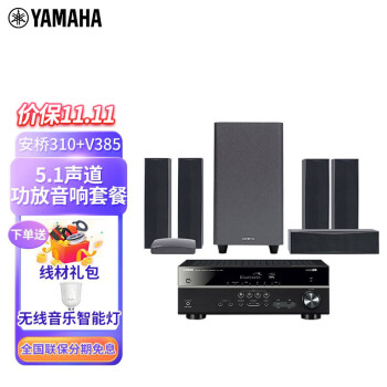 雅马哈（YAMAHA） RX-V385家庭影院  5.1声道AV功放蓝牙数字功率放大器家用功放机 黑色功放+安桥310无线环绕影院