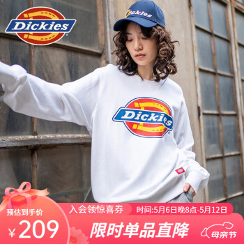 dickies 【经典款】卫衣 男女同款大logo印花圆领卫衣 卫衣男7059 白色 L