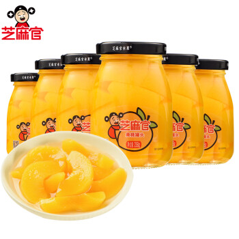 芝麻官糖水黄桃罐头新鲜水果罐头258g*6瓶休闲零食整箱装