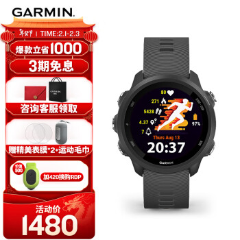 佳明（GARMIN）Forerunner245神秘灰血氧心率跑步遊泳騎行戶外運動手表
