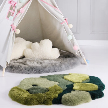 AUSKIN澳世家 羊毛草坪苔藓地毯设计师创意个性ins风卧室客厅毯茶几毯 草坪地毯-小号 90cmx110cm