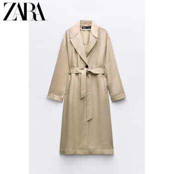 ZARA24春季新品 女装 中长款系带风衣外套 8073062 710 米色 XS (160/80A)