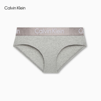 Calvin Klein内衣女士循环提花腰边舒适棉质半包臀防夹臀三角内裤QP1280O P7A-椰青灰 L