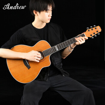 安德鲁安德鲁（ANDREW）吉他初学者新手入门木jita乐器 旅行吉他 38寸原木色+大礼包