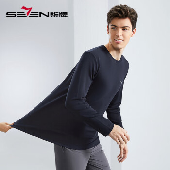 柒牌（SEVEN）【含莫代尔】男士长袖T恤春季时尚休闲柔软舒适圆领上衣