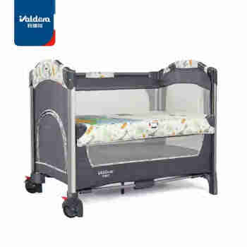 VALDERA婴儿床多功能折叠宝宝拼接床便携式可移动摇篮床9011标准 小鹿标准【拼接床+固定带】