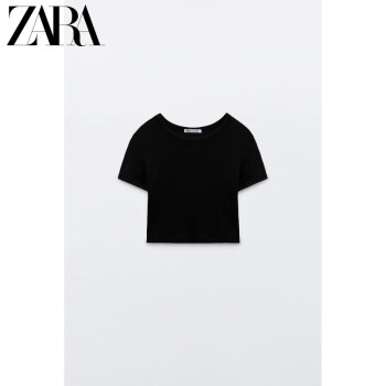 ZARA24夏季新品 女装 黑色短版上衣 5584386 800 黑色 S (165/84A)