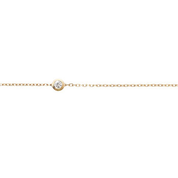 Cartier卡地亚18K黄金镶嵌一颗0.09克拉镶钻小号款手链送女友礼物