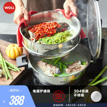 弗欧（WOLL） WOLL不锈钢系列蒸锅家用汤炖锅汤锅电磁炉燃气通用 单层蒸锅 1层 28cm