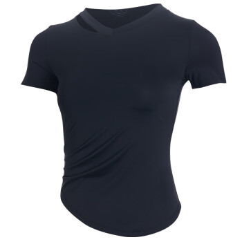 范斯蒂克（vansydical）瑜伽上衣女夏季薄款透气网红高级运动T恤专业跑步健身短袖 黑色 FBF2202804 S