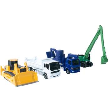 日本TOMICA多美卡合金玩具车模型套装 工事现场建设车辆套组 工程车挖掘机推土机大货车 856566建设车辆4车套组