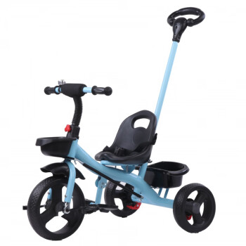 上海永久儿童三轮车脚踏车童车玩具宝宝手推单车1-3-5岁儿童骑自行车 蓝色 天快拆豪华免充气轮+刹车