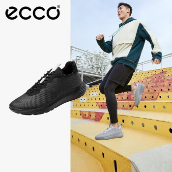 爱步（ECCO）男鞋运动鞋 缓震跑步鞋软底舒适休闲鞋户外运动鞋 适动轻巧834904 黑色/白色83490451422 43