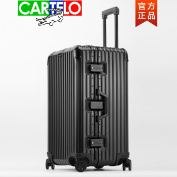 卡帝乐鳄鱼（CARTELO）超大容量全铝镁合金拉杆箱32金属旅行箱女皮箱行李箱男40英寸 黑色 26寸