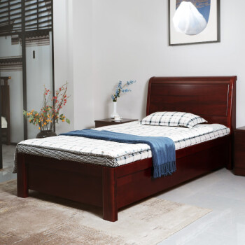 顺心（shunxin） 实木单人床实木新中式木床水曲柳箱体储物床小床带抽屉实木床 50#床头1.2气压床