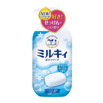 牛乳石碱（COW）日本原装牛乳石鹸儿童可用植物精华深层清洁清爽不假滑补水沐浴露 液体版温柔皂香 本体 550ml