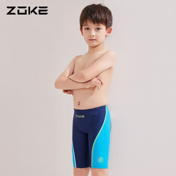 洲克（ZOKE）儿童泳衣男童五分专业训练健身运动速干游泳裤122626887深兰/湖兰