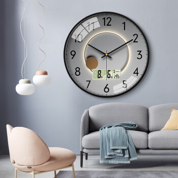 摩门（Momen）挂钟 14英寸客厅时尚挂钟简约北欧时钟 智能钟表挂墙表 HK0409	