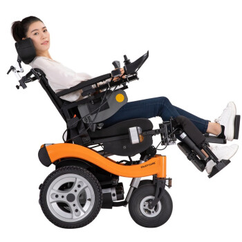 伊凯 电动轮椅EPW65S越野型可电动抬腿后仰后躺续航80公里老年残疾人四轮代步车户外道路型 橙色65S标准配置铅酸电池75AH续航45KM
