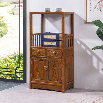 贡艺名居红木家具非洲鸡翅木（学名：非洲崖豆木）书柜书架实木小书架多层架中式矮柜 小号(长48*宽32*高98) 0.6米以下宽