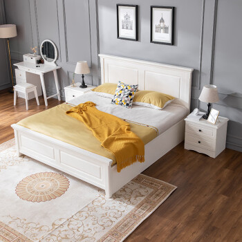意特尔 实木床现代简约成人床双人床卧室白色大床高箱储物床婚床单人床 单床 1200mm*2000mm框架结构