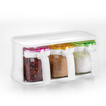 紫丁香（Lilac）玻璃调味盒厨房防潮调料盒双层调料罐创意调味瓶罐套装盐罐