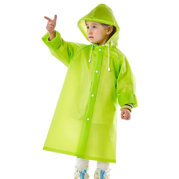 雨鼎 儿童雨衣男童女童学生上学长款户外徒步加厚防水透明大帽檐雨披可定制印LOGO 绿色 XL