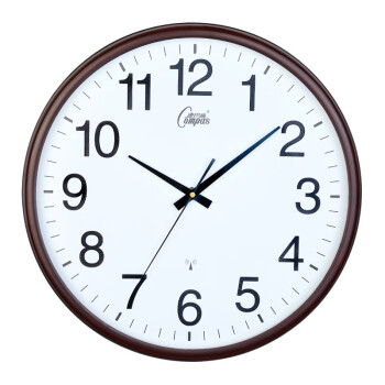 康巴丝（Compas）三代智能电波钟办公挂钟钟表大壁钟客厅时钟考场专用仿木电波钟自动对时2721S 仿木色