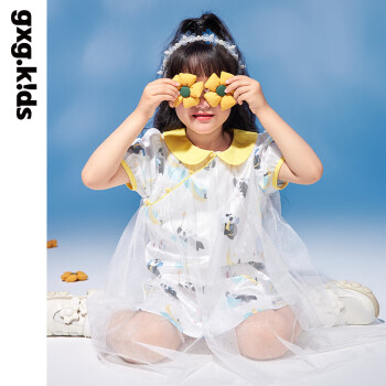 gxg.kids[小熊猫]GXG童装儿童连衣裙夏女童翻领裙子甜美网纱公主裙 花色 110cm