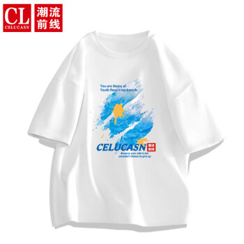 潮流前线/CELUCASN 品牌短袖T恤男都市时尚休闲印花t恤男士百搭舒适夏装