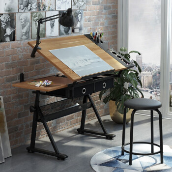 NOTEBOOK樱桃木实木美术绘画桌工作台设计师书桌绘图桌子制图画案画板画架 白蜡【简白】不带凳