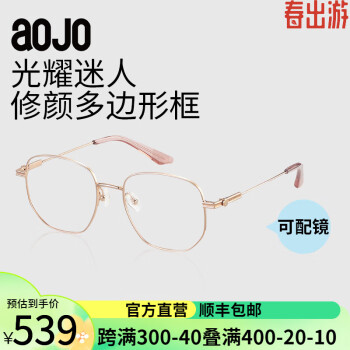aojo眼镜架质感金属眼镜框AJ105FJ252方形大框近视眼镜—【免费配镜】 C1玫瑰金