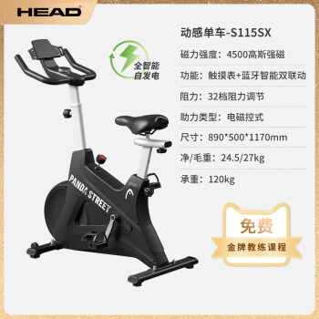 【二手尾货】HEAD海德动感单车家用健身健身自行车器材mini小型室 [自发电]黑熊猫丨32档磁控阻力