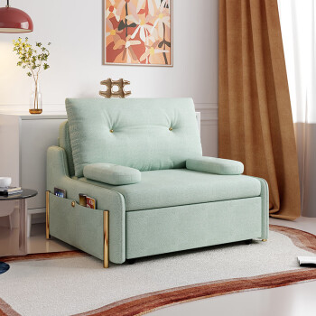 布雅迪（BUYADI）布雅迪沙发床两用单人小户型简约现代可伸缩多功能带储物科技布艺 0.90米-海绵款（带储物）薄荷绿