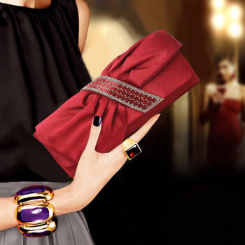 丝芙伦品牌时尚女士晚宴手拿包2023新款名媛礼服宴会包红毯手抓包链条包 酒红色