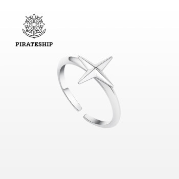 海盗船银饰北极星戒指女2023年新款小众设计轻奢高级感可调节尾戒 北极星戒指