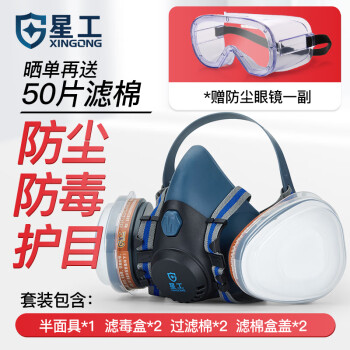 星工（XINGGONG）防毒面具面罩 活性炭甲醛苯醇类喷漆工业粉尘口罩 套装 XGFD-1