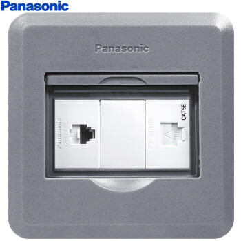 松下（Panasonic）地插 电脑电话防水弱电插座信息隐藏式地插 树脂深灰色DUFC1403