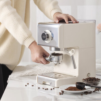 ACA/北美电器 AC-ES12A咖啡机家用小型意式半自动蒸汽奶泡机一体 白色