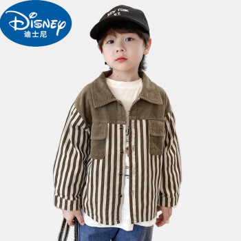 迪士尼（Disney）森马集团男童秋装外套2024新款洋气上衣秋季宝宝春秋儿童衬衫 WF8949卡其 90cm