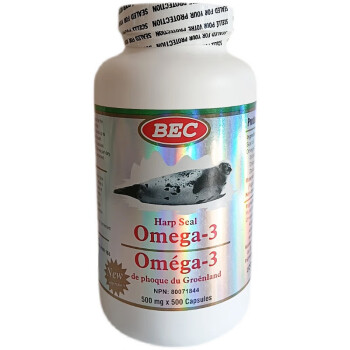 加拿大BEC海豹油胶囊500粒500mg Omega-3 DHA 三瓶