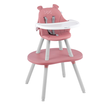 小龙哈彼餐椅宝宝餐椅婴幼儿童吃饭桌多功能餐桌可拆分蘑菇椅子 粉红
