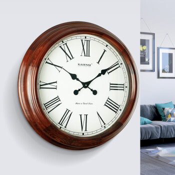 凯恩斯（KAIENSI）特大号实木挂钟客厅家用大挂表欧式时钟公司装饰创意复古钟表 2668A--外径50cm