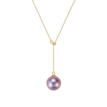 CAROMAY旗下LOYC紫色珍珠项链S925银锁骨链单颗吊坠颈链情人节礼物送女友 紫珠项链（珠子11-12mm）