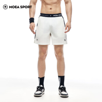 墨立方（MOEA）凉感轻薄运动短裤男士夏季速干弹力跑步健身三分休闲沙滩裤 白色 165/70A/S