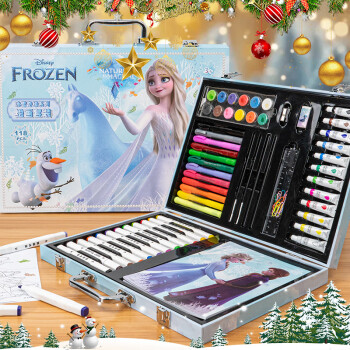 迪士尼玩具愛莎公主女孩生日禮物繪畫工具畫畫套裝3-7-14歲繪畫套裝兒童畫筆水彩筆文具冰雪奇緣艾莎新年禮盒